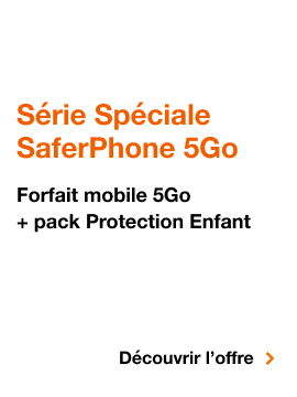 Série Spéciale SaferPhone 5Go, Série spéciale saferphone 5 giga octets. Forfait mobile 5 giga octets + pack protection enfant. Découvrir l'offre.