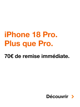 Téléphones, iPhone 18 Pro plus que pro. Soixante dix euros de remise immédiate. Cliquez pour découvrir l'offre.
